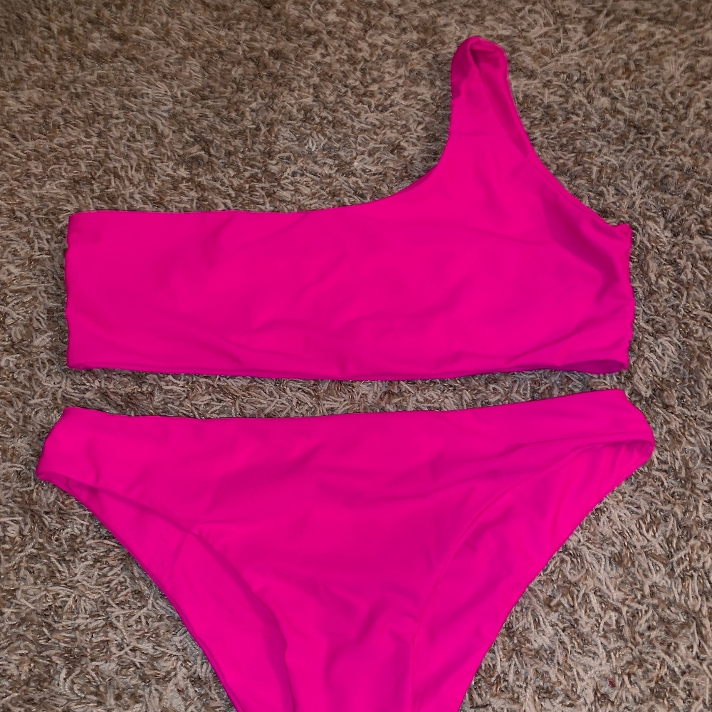 One Shoulder Top With Panty Bikini Set